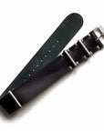 Black Leather Military Watch Strap - Two Stitch Straps