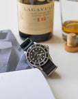 Black Leather Military Watch Strap - Two Stitch Straps