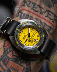 Black Leather Military Watch Strap - Two Stitch Straps