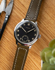 Box-Stitch Military Green Leather Watch Strap - Two Stitch Straps