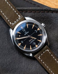 Box-Stitch Military Green Leather Watch Strap - Two Stitch Straps