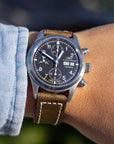 Box-Stitch Military Green Leather Watch Strap