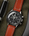 Box-Stitch Tiger Orange Leather Watch Strap - Two Stitch Straps