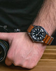 Caramel Leather Military Watch Strap - Two Stitch Straps