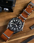 Caramel Leather Military Watch Strap - Two Stitch Straps