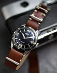 Chocolate Leather Military Watch Strap - Two Stitch Straps