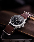 Chocolate Leather Military Watch Strap - Two Stitch Straps