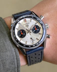 Corfam Style Racing Navy Blue Leather Watch Strap - Two Stitch Straps