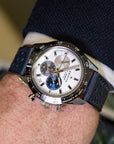 Corfam Style Racing Navy Blue Leather Watch Strap - Two Stitch Straps