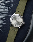 Cross-Stitch Olive Green Reversed Leather Watch Strap