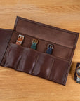 Four Watches Chestnut Leather Roll - Two Stitch Straps