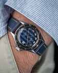 Full-Stitch Denim Blue Leather Watch Strap - Two Stitch Straps