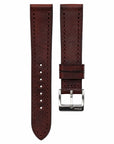 Full-Stitch Mahogany Red Leather Watch Strap