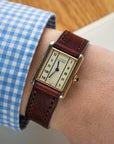 Full-Stitch Mahogany Red Leather Watch Strap