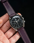 Full-Stitch Plum Leather Watch Strap - Two Stitch Straps