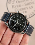 Full-Stitch Sapphire Blue Shell Cordovan Leather Watch Strap - Two Stitch Straps