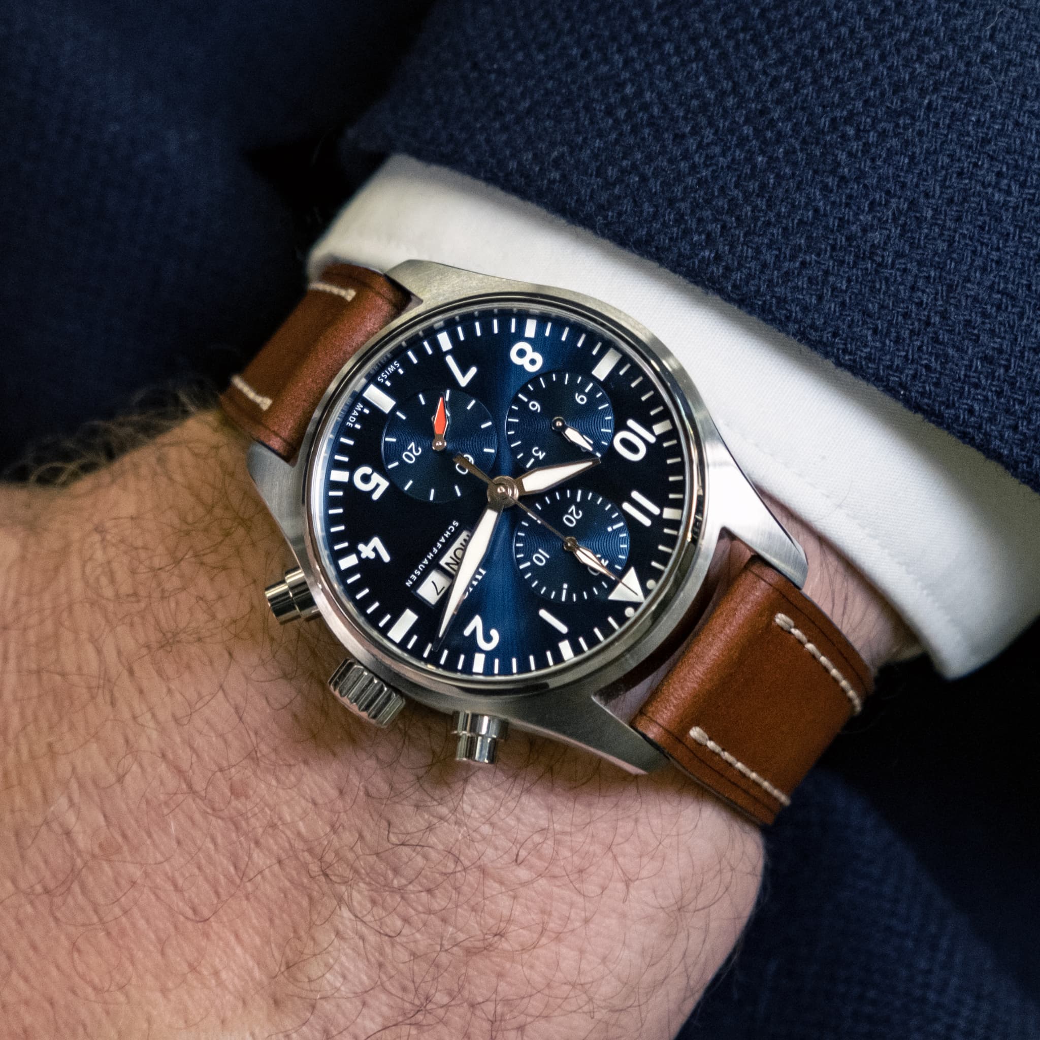Full-Stitch Whiskey Shell Cordovan Leather Watch Strap