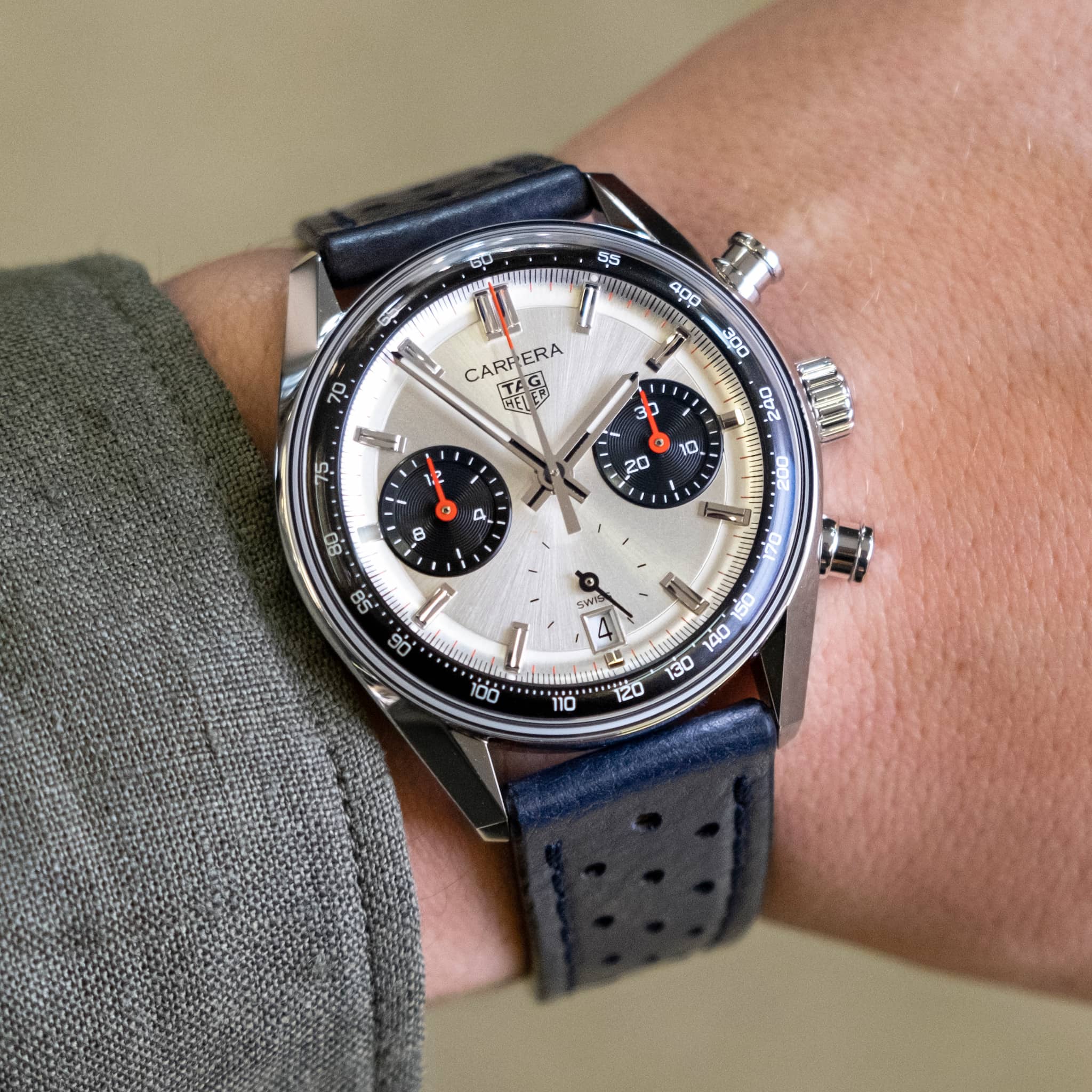 Heritage Racing Navy Blue Leather Watch Strap