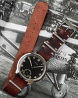 Mahogany Red Leather Military Watch Strap - Two Stitch Straps