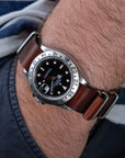 Mahogany Red Leather Military Watch Strap - Two Stitch Straps