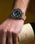 Two-Stitch Beige Reversed Leather Watch Strap