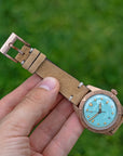 Two-Stitch Beige Reversed Leather Watch Strap