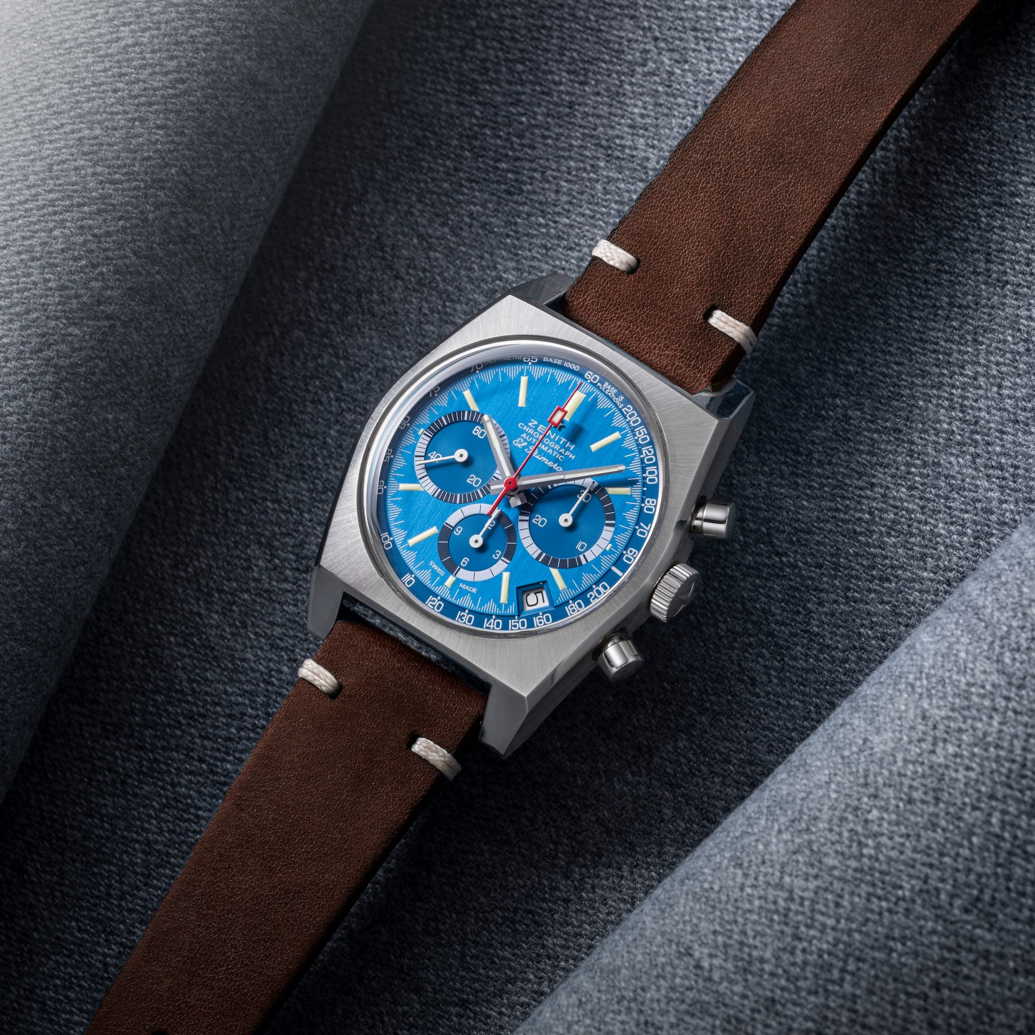 Two-Stitch Chocolate Leather Watch Strap