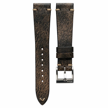Two-Stitch Rustic Black Leather Watch Strap - Two Stitch Straps