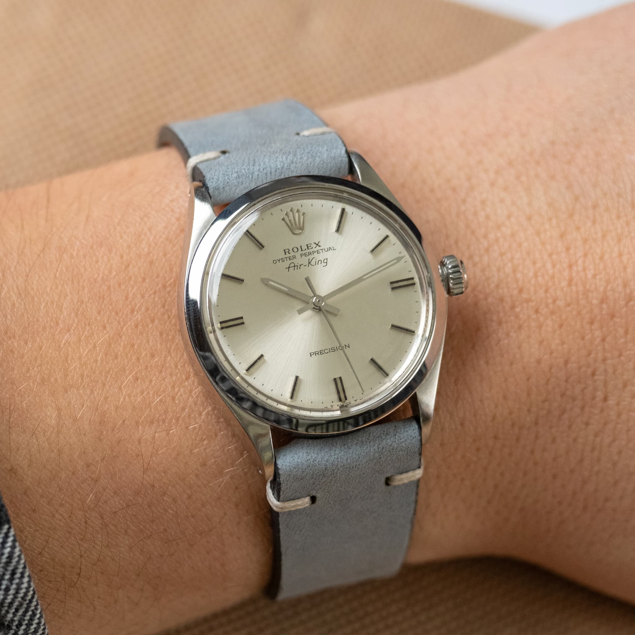 【forme】arab strap2 size:6 Two-Stitch Seafoam Blue Leather Watch Strap