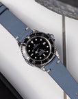 Two-Stitch Seafoam Blue Leather Watch Strap
