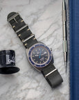 Vintage Grey Leather Military Watch Strap - Two Stitch Straps