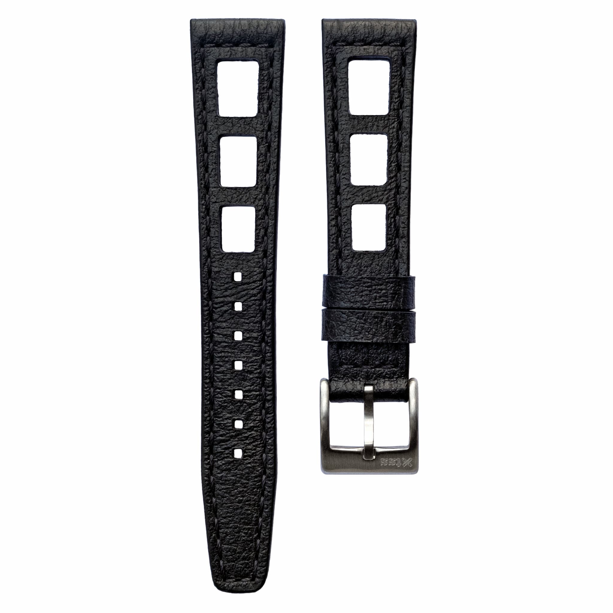 Yema Style Racing Black Leather Watch Strap1