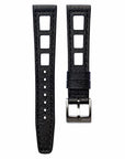 Yema Style Racing Black Leather Watch Strap - Two Stitch Straps
