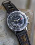 Yema Style Racing Black Leather Watch Strap - Two Stitch Straps