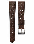 Corfam Style Racing Chocolate Brown Leather Watch Strap - Two Stitch Straps