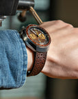 Corfam Style Racing Chocolate Brown Leather Watch Strap - Two Stitch Straps