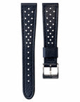 Corfam Style Racing Navy Blue Leather Watch Strap - Two Stitch Straps