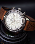Cross-Stitch Racing Coffee Leather Watch Strap - Two Stitch Straps
