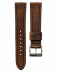 Full-Stitch Root Beer Leather Watch Strap - Two Stitch Straps