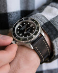 Full-Stitch Black Leather Watch Strap - Two Stitch Straps