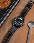 Full-Stitch Black Shell Cordovan Leather Watch Strap - Two Stitch Straps