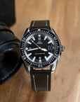 Full-Stitch Black Shell Cordovan Leather Watch Strap - Two Stitch Straps
