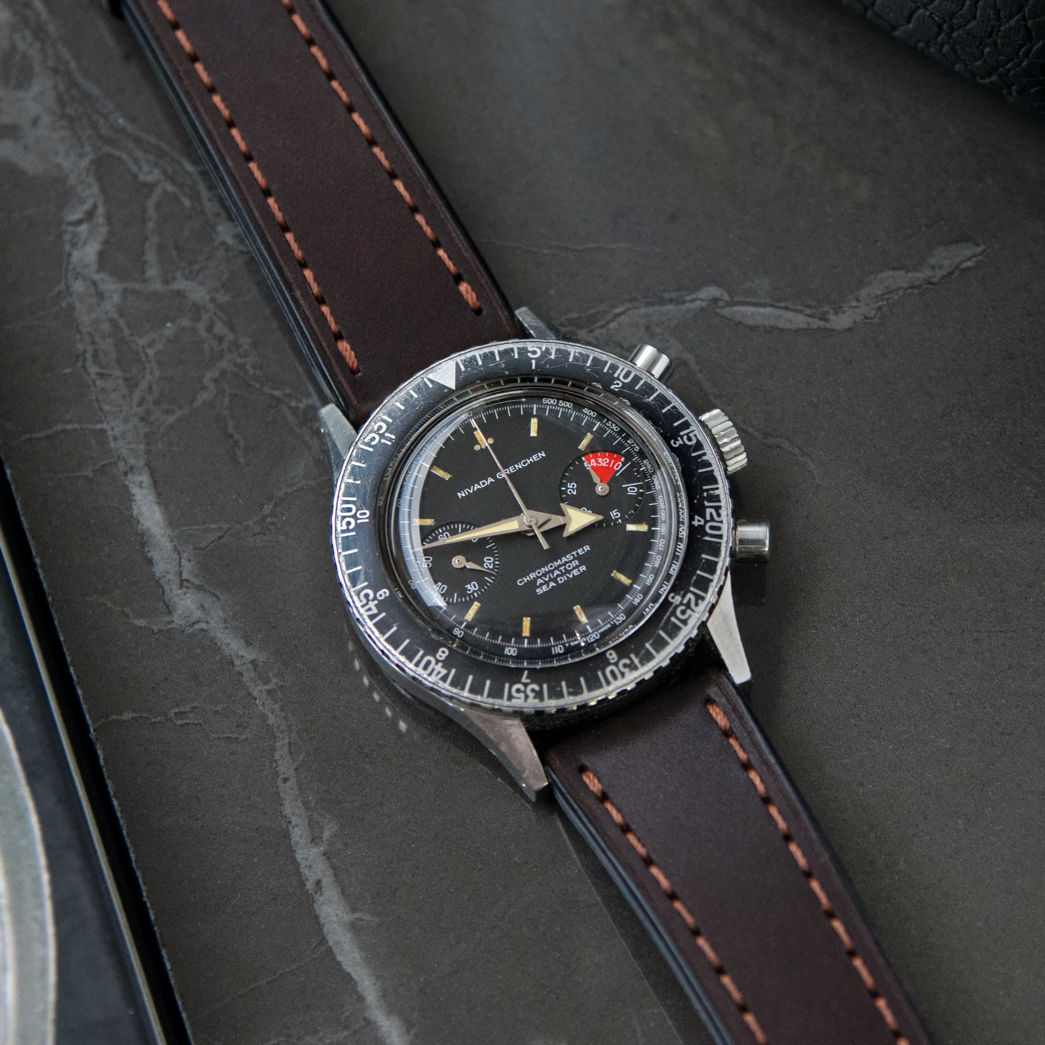 Full-Stitch Dark Brown Shell Cordovan Leather Watch Strap