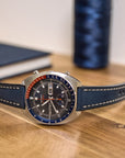 Full-Stitch Denim Blue Leather Watch Strap - Two Stitch Straps