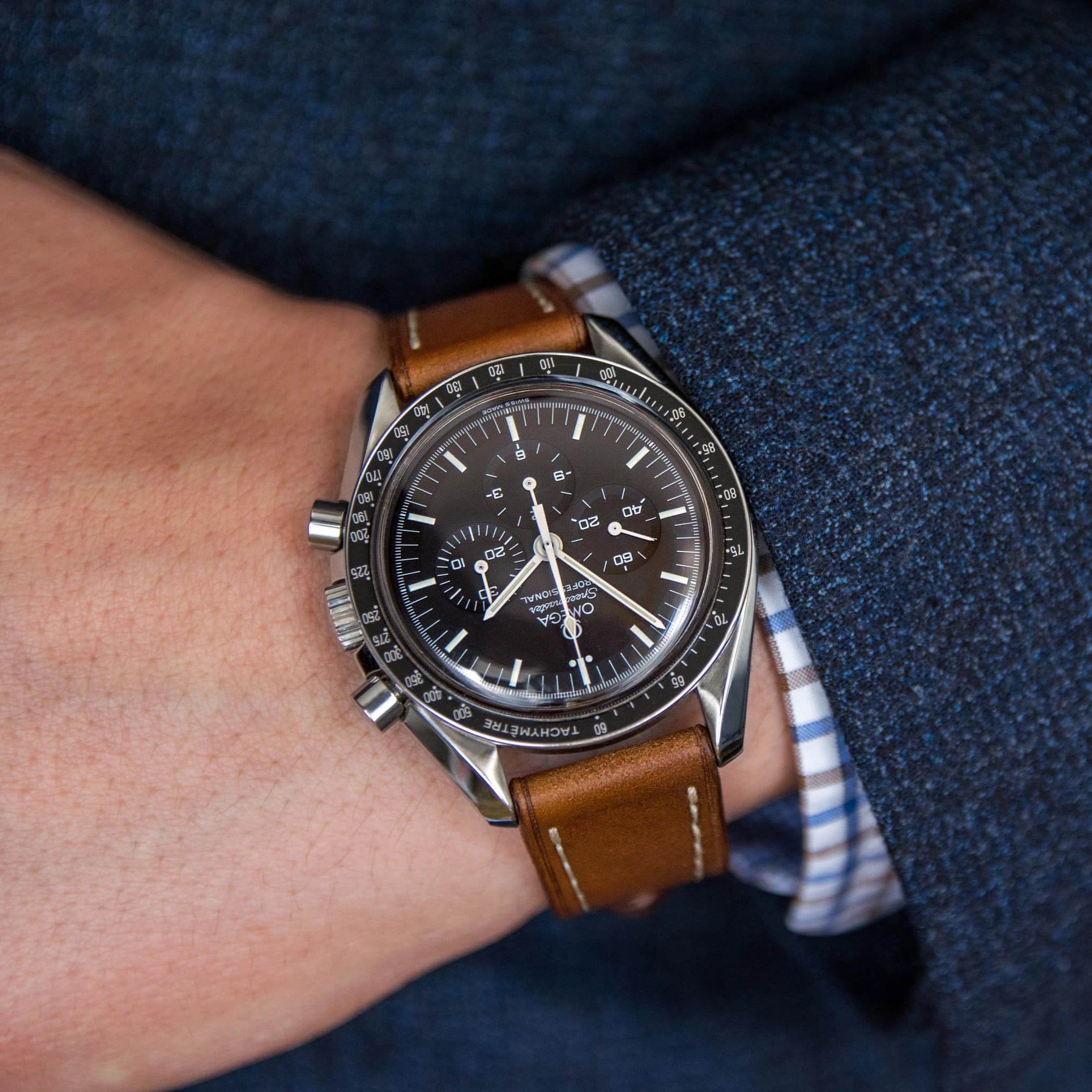 Full-Stitch Whiskey Shell Cordovan Leather Watch Strap