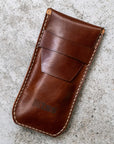 Single Watch Chocolate Leather Pouch - Two Stitch Straps