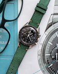 Two-Stitch Green Reversed Leather Watch Strap - Two Stitch Straps