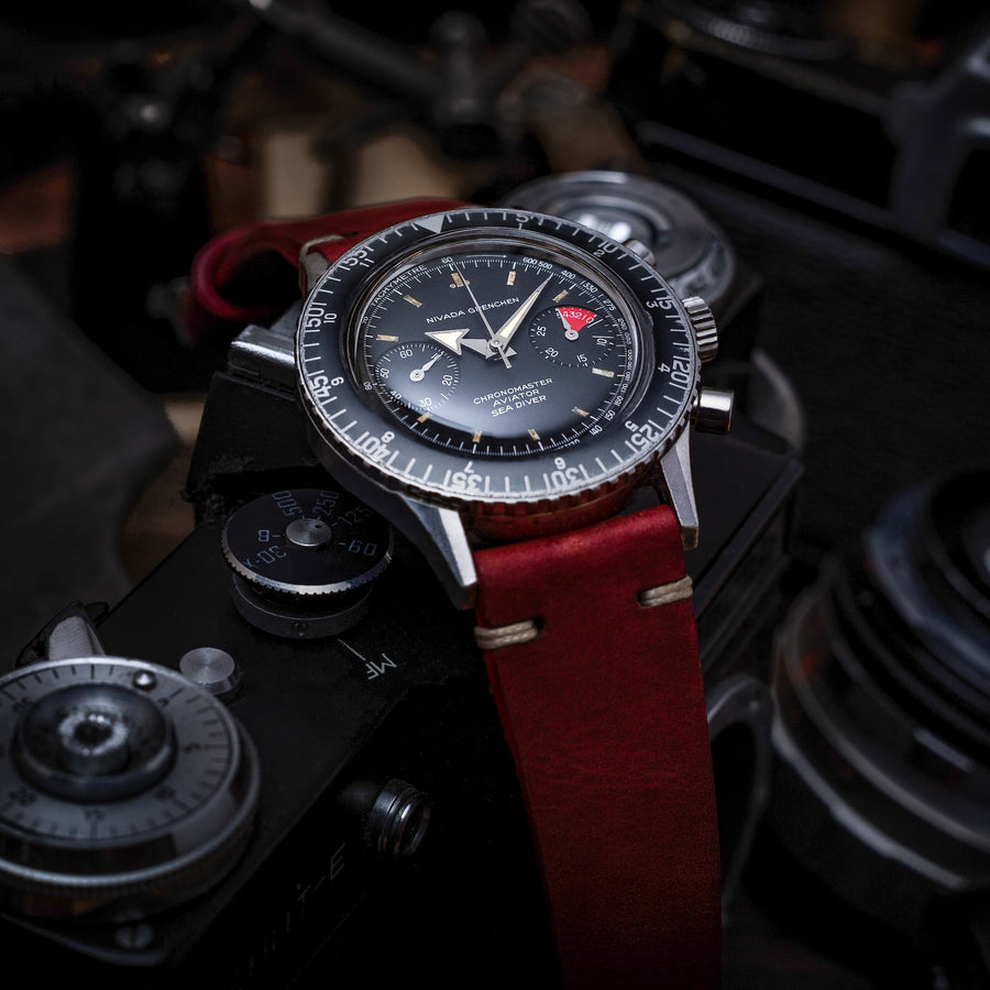 Two-Stitch Maroon Red Leather Watch Strap - Two Stitch Straps