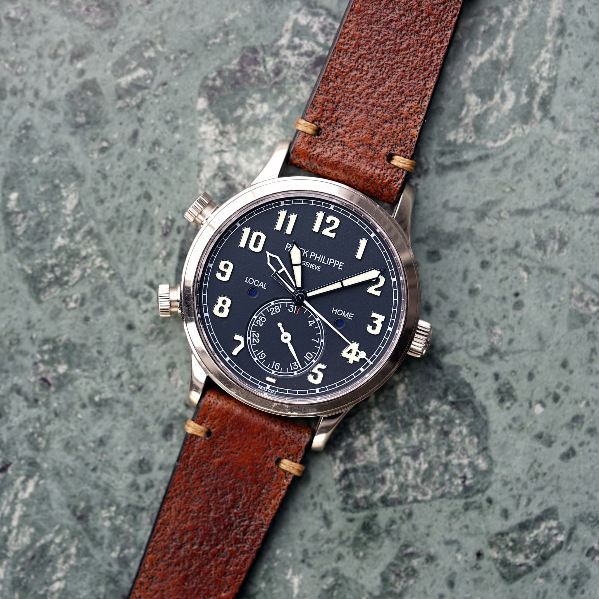 Two-Stitch Vintage Cognac Leather Watch Strap