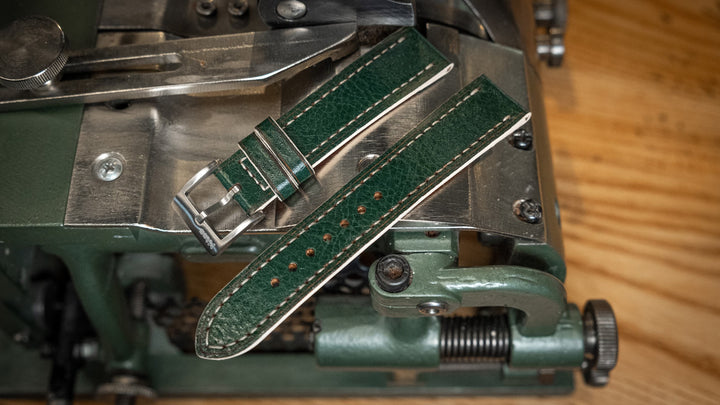 Making a HANDMADE Full-Stitch Leather Watch Strap - ASMR